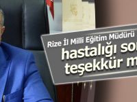 Rize İl Milli Eğitim Müdürü Durmuş'tan teşekkür