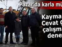 Pazar'da karla mücadele devam ediyor