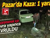 Pazar'da araç kayalıklara savruldu: 1 yaralı