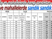 Pazar'da köy ve mahallelerde hangi sandıktan ne oy çıktı?