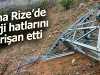 Fırtına, Rize'de enerji hatlarını vurdu