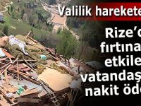 Rize'de fırtınadan etkilenen vatandaşlara nakit yardım