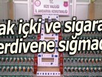 Rize'de operasyon: Kaçak içki ve sigaralar merdivene sığmadı!