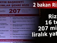 16 TESİS, 207 MİLYON TL YATIRIM