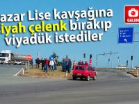 Pazar Lise kavşağına siyah çelenk bırakıp viyadük istediler