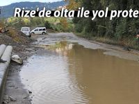 Rize'de olta ile yol protestosu