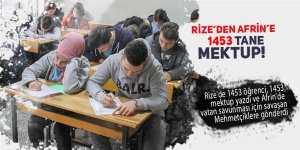 Rize'den Afrin’deki Mehmetçiğe 1453 mektup!