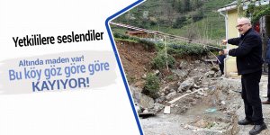 Rize'de altında maden işletmesi olan köy kayıyor