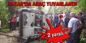 Pazar'da araç yuvarlandı: 2 yaralı