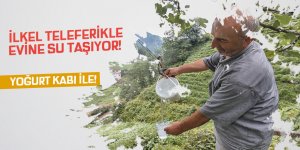 Teleferikle evine su taşıyor!