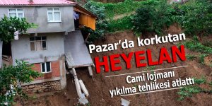 Pazar'da korkutan heyelanlar