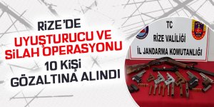 Rize'de uyuşturucu ve silah operasyonu: 10 gözaltı