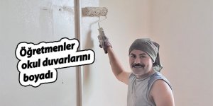 Öğretmenler okul duvarlarını boyadı