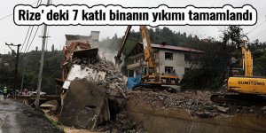 Rize'deki 7 katlı binanın yıkımı tamamlandı