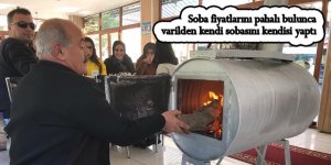 Soba fiyatlarını pahalı bulunca varilden kendi sobasını kendisi yaptı