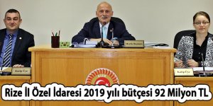 Rize İl Özel İdaresi 2019 yılı bütçesi 92 Milyon TL