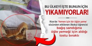 Bağış sandığına öğle yemeği için aldığı tostu bıraktı!