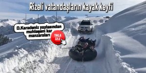 Rizeli vatandaşların kayak keyfi