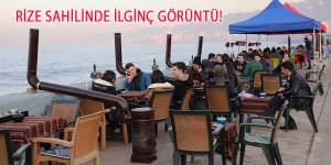 Rize sahilinde ilginç görüntü!