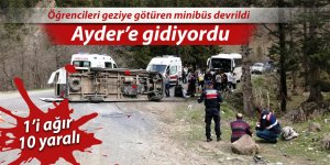 Öğrencileri geziye götüren minibüs devrildi: 10 yaralı