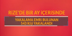 Rize'de bir ay içerisinde yakalama emri bulunan 543 kişi yakalandı