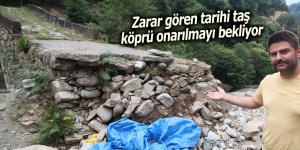 Zarar gören tarihi taş köprü onarılmayı bekliyor