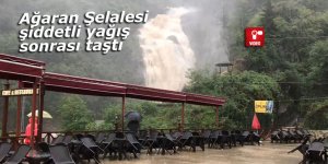 Ağaran Şelalesi şiddetli yağış sonrası taştı