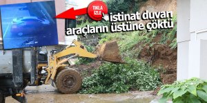 Rize’de istinat duvarı araçların üstüne çöktü