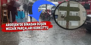 Ardeşen'de binadan düşen mozaik parçaları korkuttu