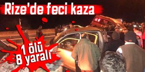 Rize'de feci kaza: 1 ölü, 8 yaralı