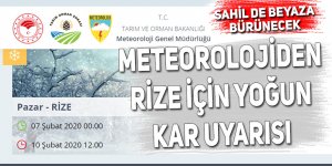 Meteorolojiden Rize için yoğun kar uyarısı