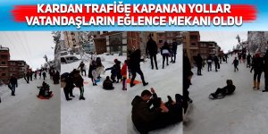 Kardan trafiğe kapanan yollar vatandaşların eğlence mekanı oldu