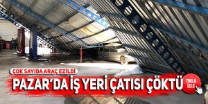 Pazar’da iş yeri çatısı çöktü