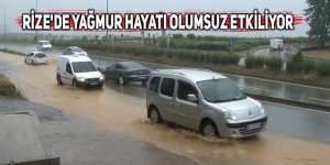 Rize'de sağanak yağışlar hayatı olumsuz etkiliyor