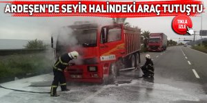 Ardeşen'de seyir halindeki araç tutuştu