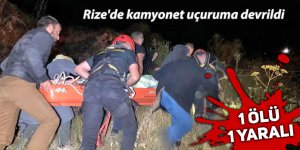 Rize'de kamyonet uçuruma devrildi