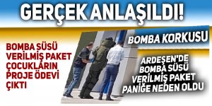 Bomba süsü verilmiş paket çocukların proje ödevi çıktı