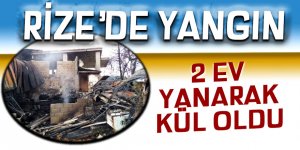 Rize'de 2 ev yanarak kül oldu