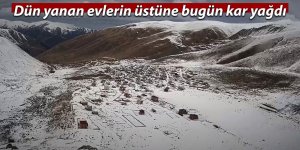 Dün yanan evlerin üstüne bugün kar yağdı