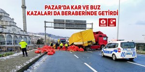 Pazar'da kar ve buz kazaları da beraberinde getirdi