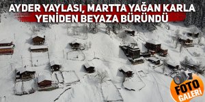 Ayder Yaylası, martta yağan karla yeniden beyaza büründü