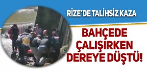 Bahçede çalışırken dereye düştü!