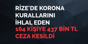 Rize'de korona kurallarına uymayan 164 kişiye 437 bin TL ceza