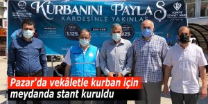 Pazar'da vekâletle kurban için meydanda stant kuruldu