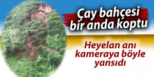 Çay bahçesindeki heyelan anı kamerada