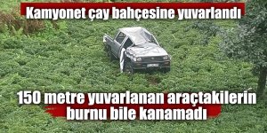 Kamyonet çay bahçesine yuvarlandı