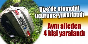 Rize'de otomobil uçuruma yuvarlandı: 4 yaralı