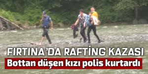 Rafting botundan düşen kızı polis kurtardı