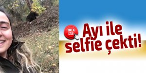 Ayı ile selfie çekti!