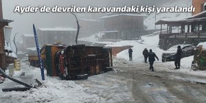 Ayder'de devrilen karavandaki kişi yaralandı